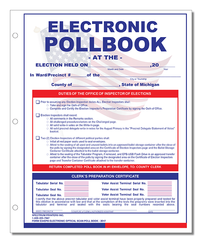 Show details for E34EPB Poll Book without binder QVF