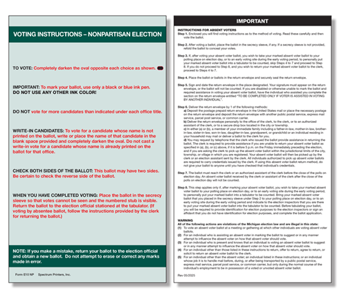 Show details for E10NP Absent Voter Instructions
