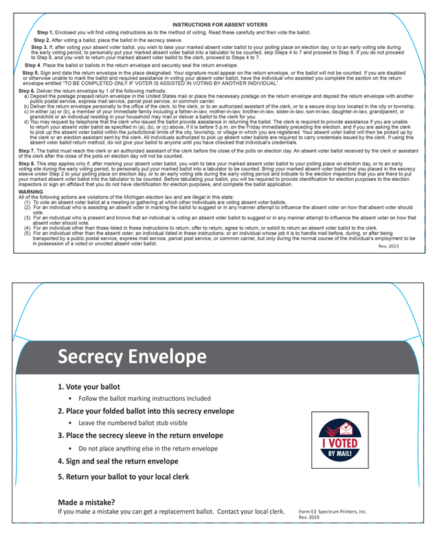 Show details for E3S Secrecy Envelope with "I Voted by Mail" Sticker - Generic