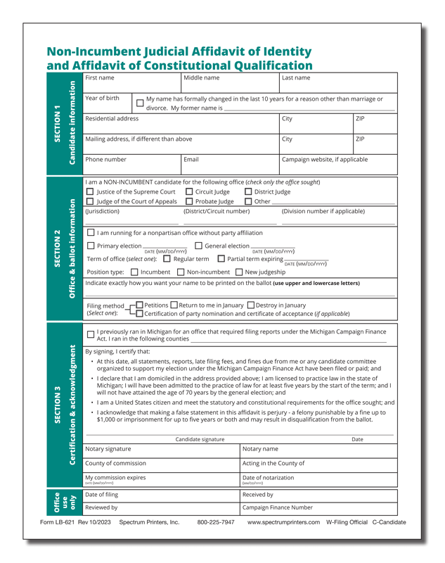 Show details for LB621 Non-Incumbent Judicial Affidavit of Identity and Affidavit of Constitutional Qualification