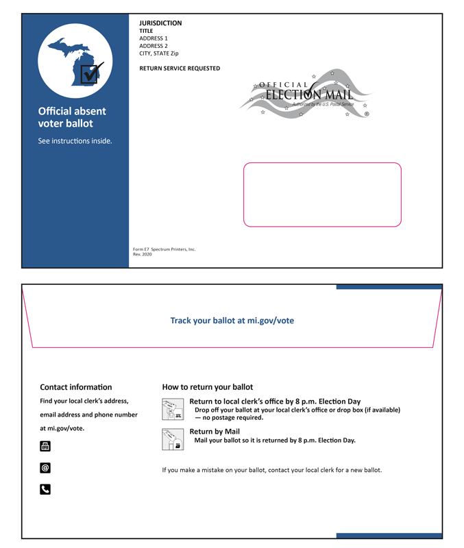 Show details for E7 Absent Voter Ballot Envelope - Outgoing - Blue