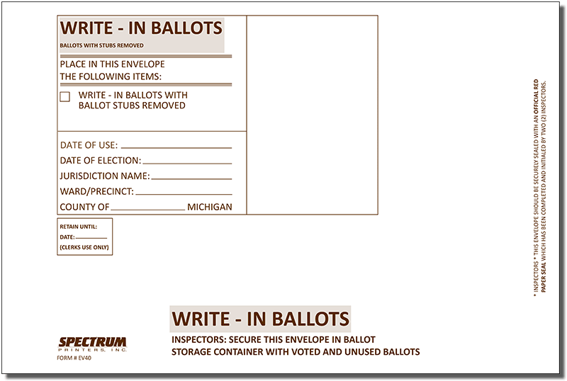 Show details for EV40 Write-Ins Envelope
