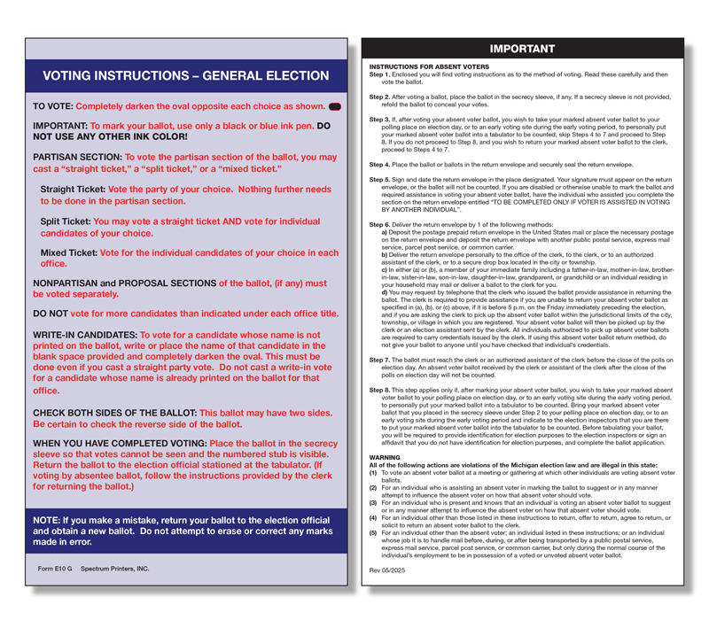 Show details for E10G Absent Voter Instructions