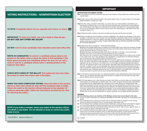 Show details for E10NP-H Absent Voter Instructions