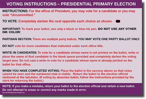 Show details for E11PP Presidential Primary Voting Instructions - Dominion, ES&S