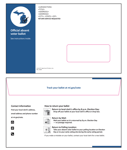 Show details for E7 Absent Voter Ballot Envelope - Outgoing - Blue