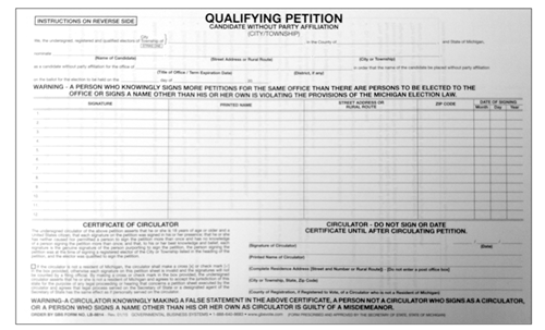 Show details for LB8814 Qualifying Petition - Candidate without Party Affiliation - City/Township