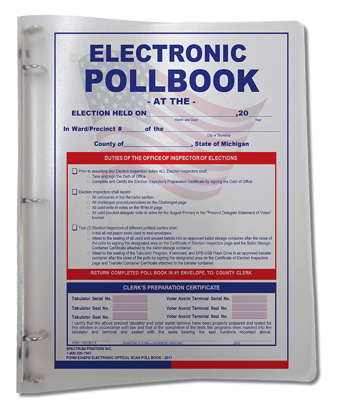 Show details for E34EPB Poll Book QVF with Binder