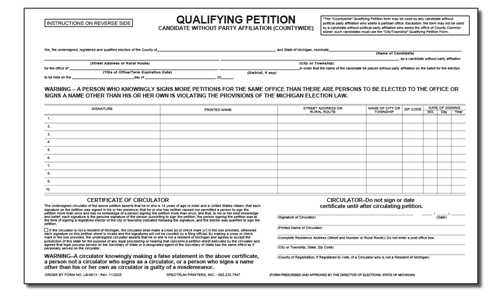 Show details for LB8813 Qualifying Petition - Candidate without Party Affiliation - Countywide